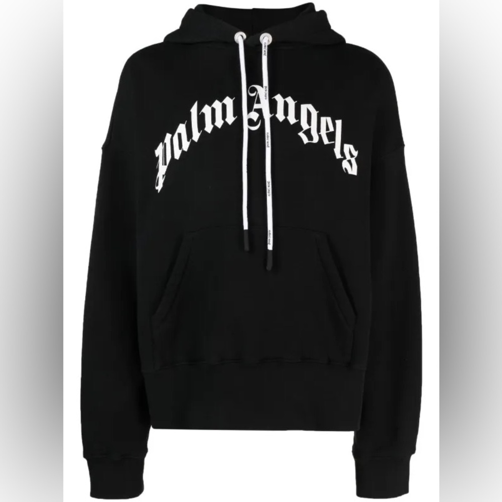 Palm Angels Black and White Logo Hoodie